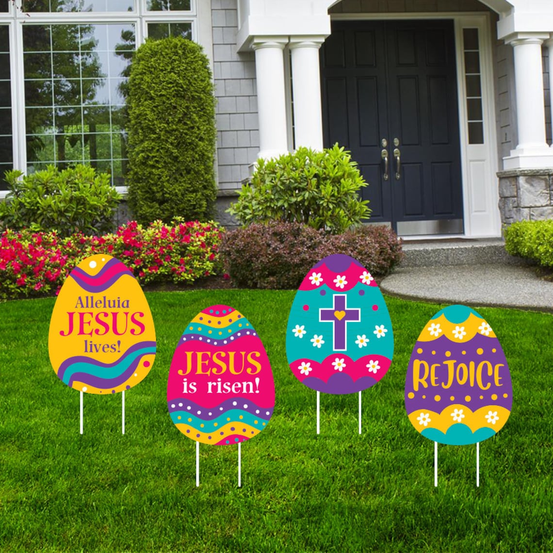 Easter Egg Yard Sign Decorations Coroplast Easter Home Etsy