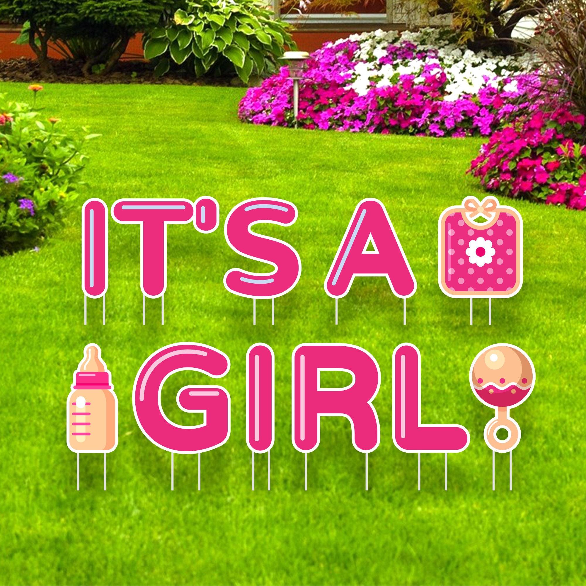 ITS A Girl Yard Sign Letters Baby Shower Yard Décor for Etsy