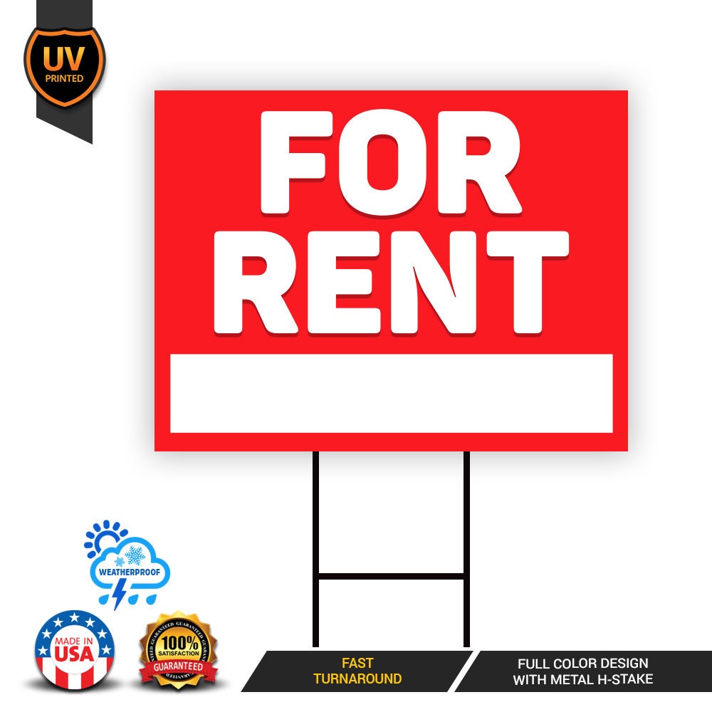 For Rent Yard Sign Personalized 18 x 12 Visible Etsy