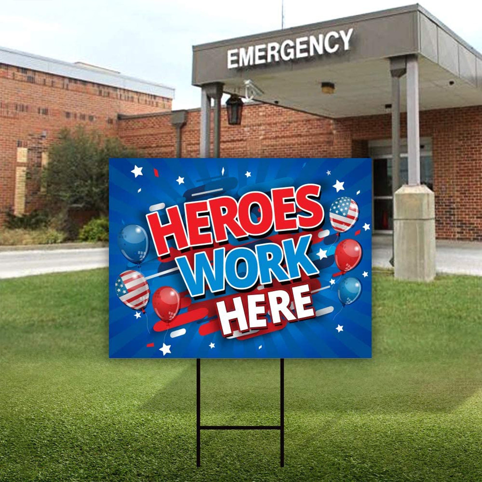 Heroes Work Here Yard Sign 18 x 12 Coroplast | Etsy