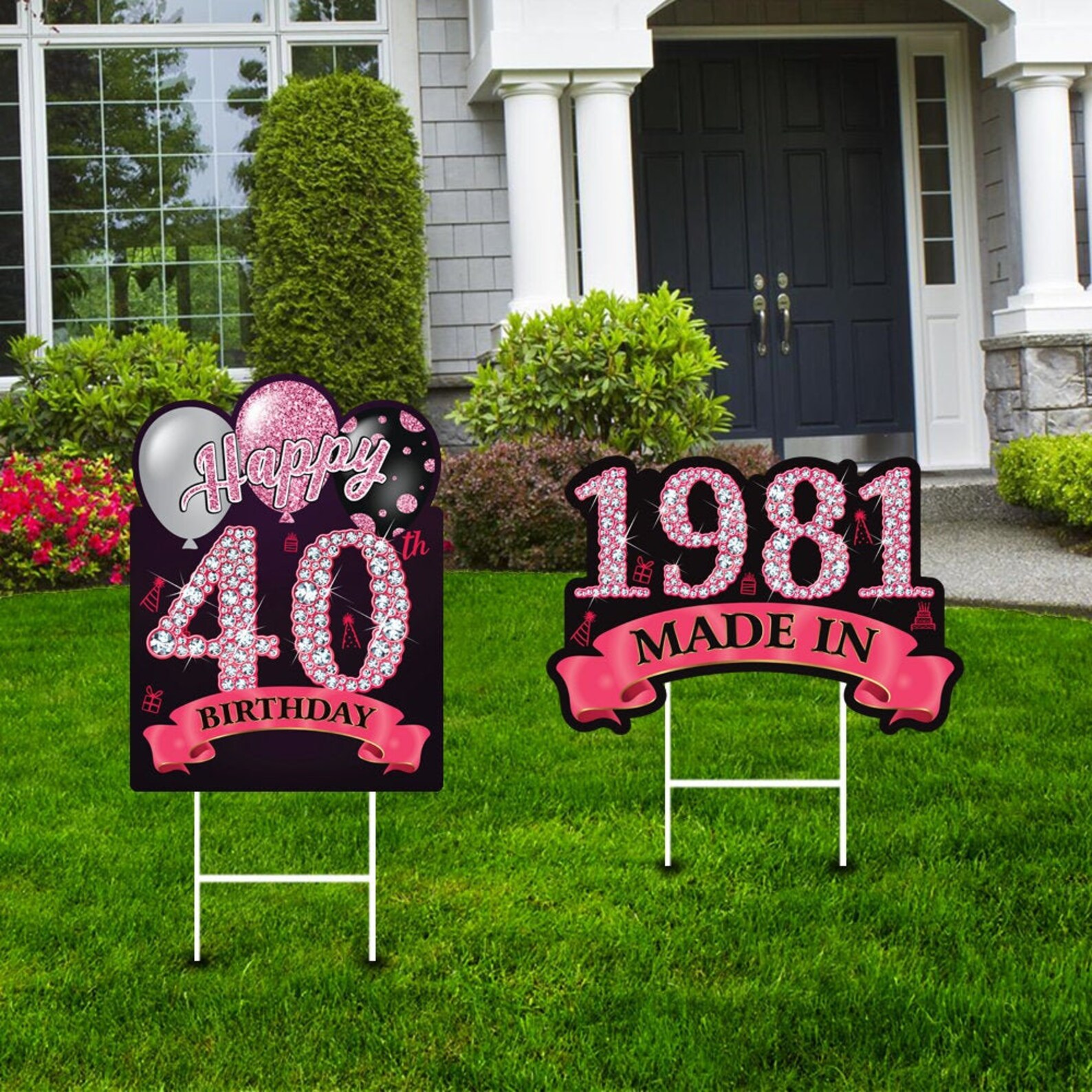 40th Birthday Party Yard Sign Cutouts Coroplast Happy 40 Etsy
