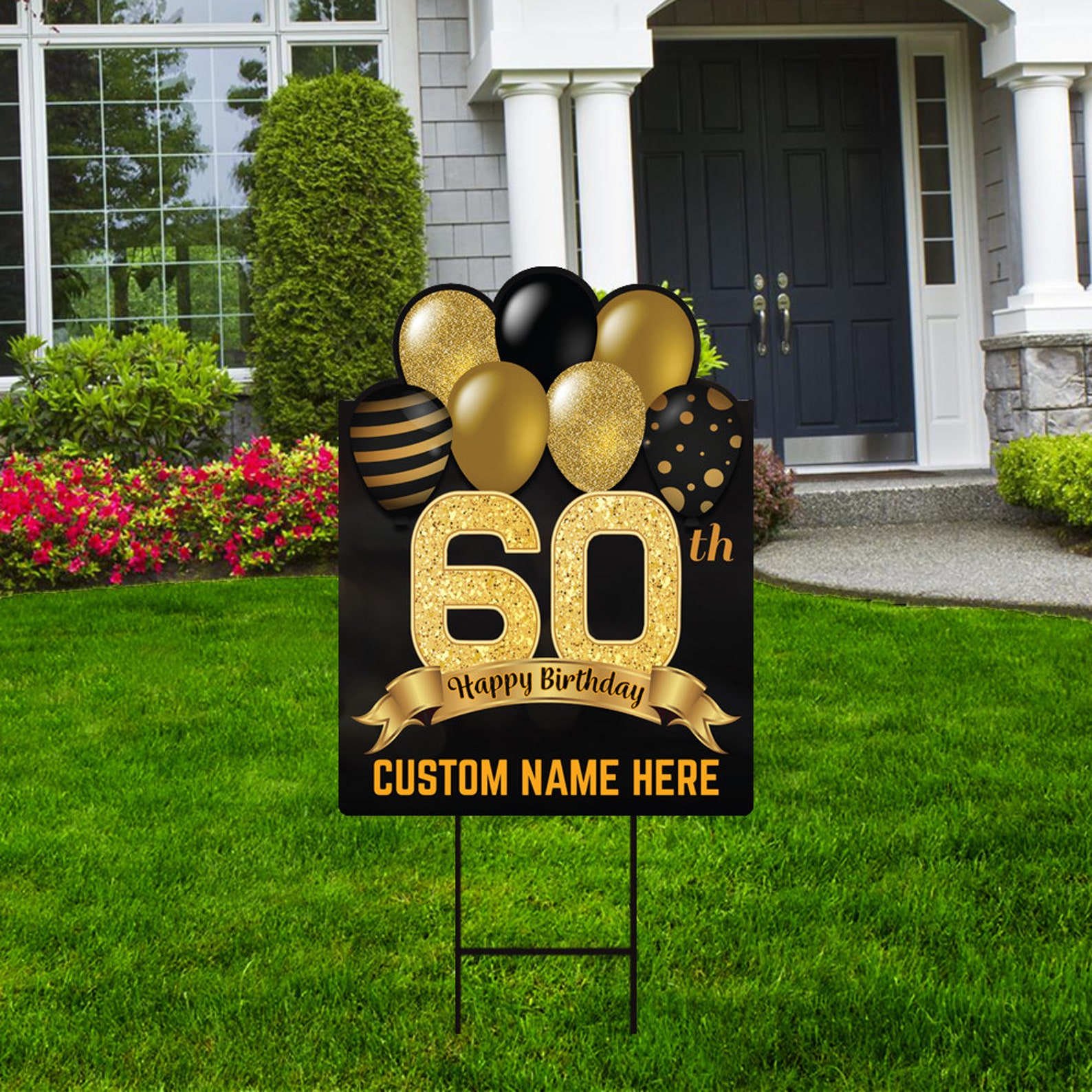 60th Birthday Yard Sign Decorations 18 x 24 Etsy