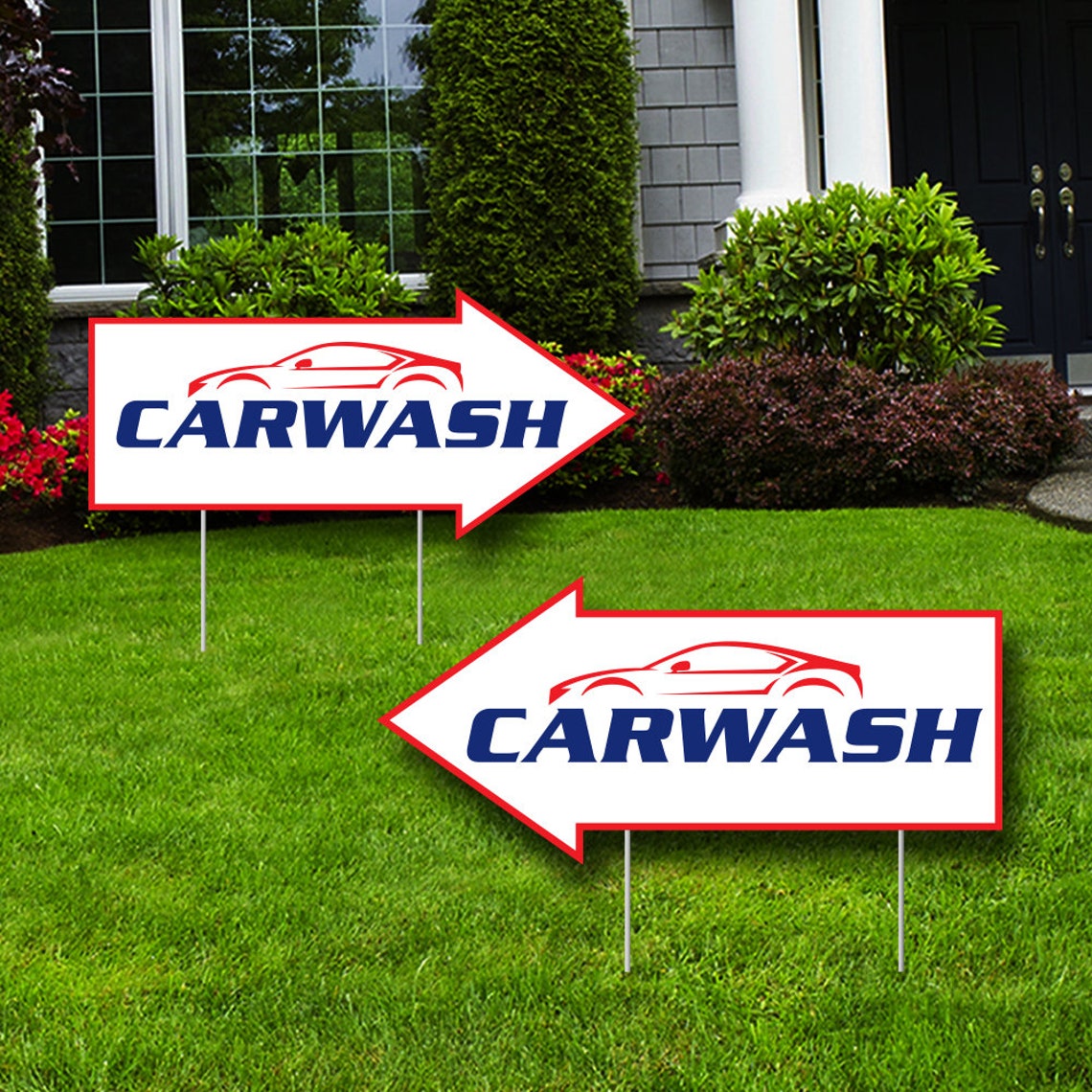 Pack of 2 Car Wash Arrow Yard Signs 23 x 10 Etsy
