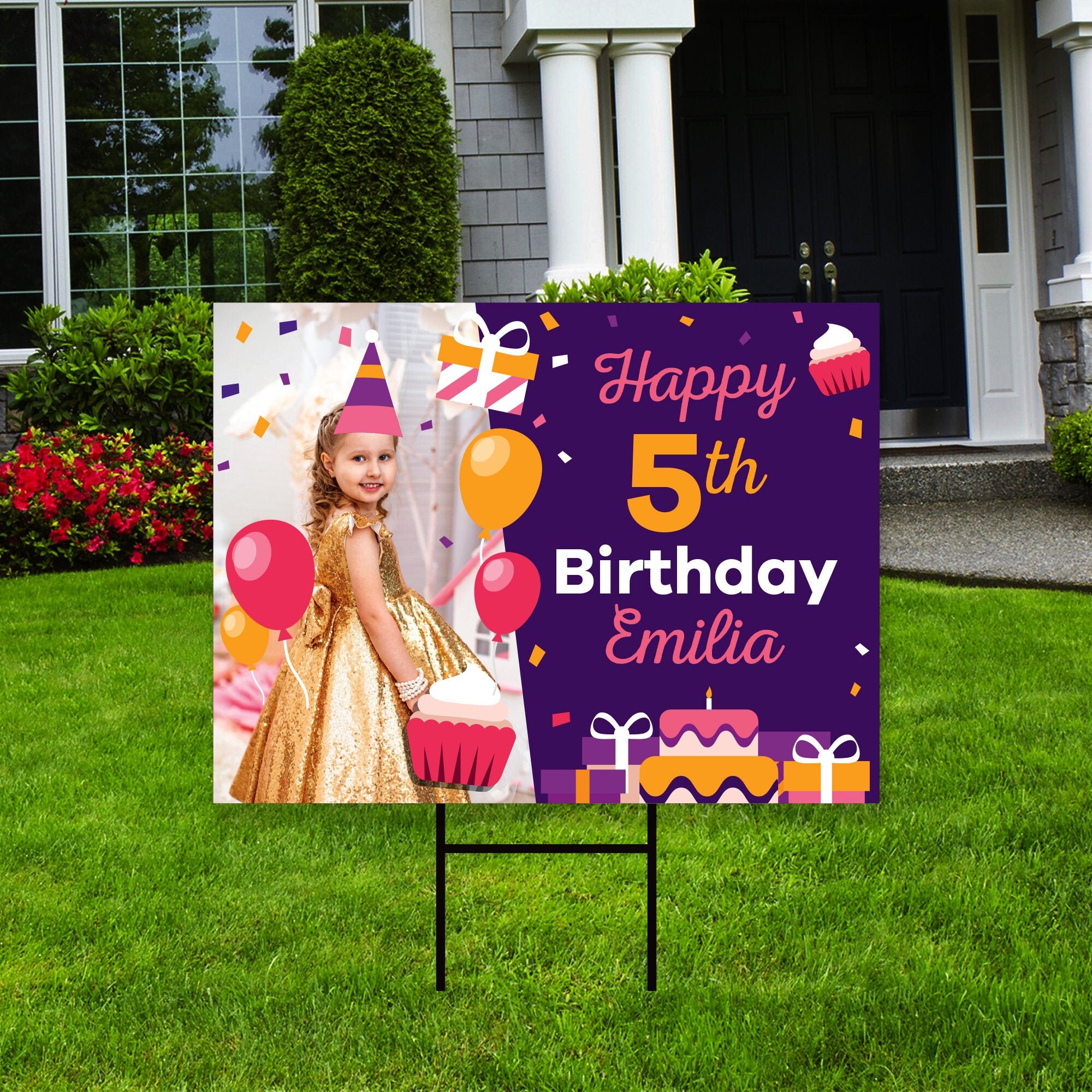 Personalized Happy Birthday Yard Sign with Photo 24 x Etsy