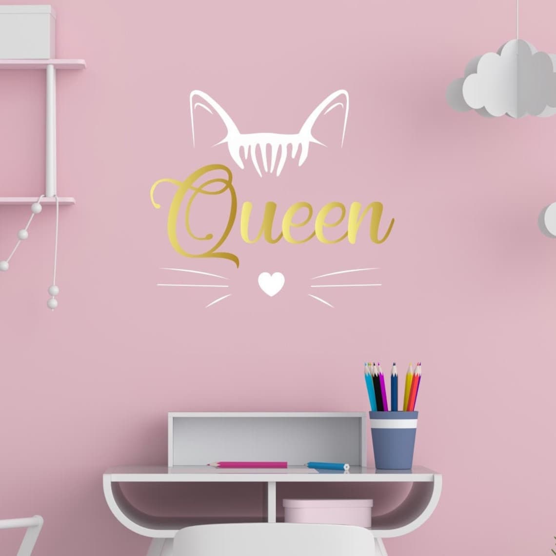 Personalized Name Cat Wall Decal Kids Room Wall Sticker Etsy