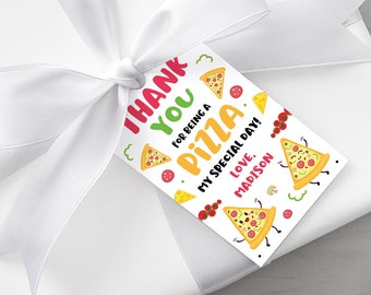 Pizza Thank You Tags Pizza Party Favor Tags Kids Pizza Birthday Pizza Party Thank You Tags Editable Instant Download PZ1