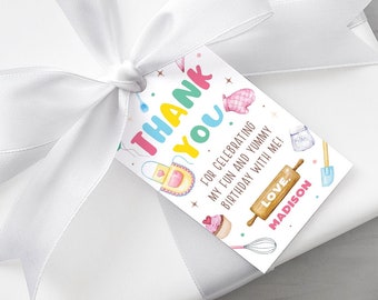 Baking Birthday Thank You Tags Cupcake Decorating Favor Tags Kids Cooking Birthday Girl Chef Party Editable Instant Download CD1