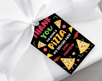 Pizza Thank You Tags Pizza Party Favor Tags Kids Pizza Birthday Pizza Party Thank You Tags Editable Instant Download PZ1