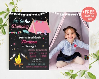 Glamping Birthday Invitation Let's Go Glamping Birthday Party Invitation Under The Stars Girly Glamping Party Editable Instant Download GL1