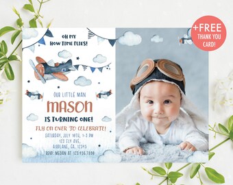 Airplane Birthday Invitation Oh My Time Flies Plane Birthday Invitation Boys First Birthday Invitation Airplane Party Instant Download AP1