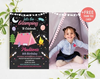 Glamping Birthday Invitation Let's Go Glamping Birthday Party Invitation Under The Stars Girly Glamping Party Editable Instant Download GL1