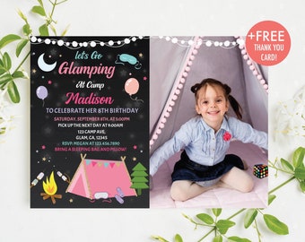 Glamping Birthday Invitation Let's Go Glamping Birthday Party Invitation Under The Stars Girly Glamping Party Editable Instant Download GL1