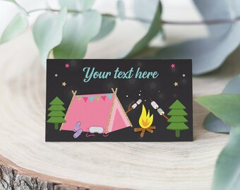 Glamping Food Labels Glamping Birthday Party Place Card Food Tents Glamping Party Food Cards Let's Go Camping Birthday Instant Download, GL1