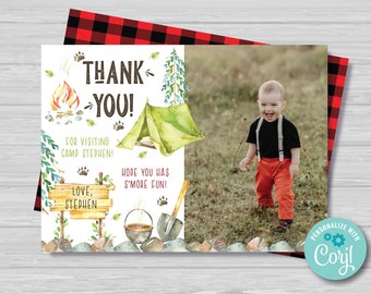 Outdoor Camping Personalized Party Thank You Cards