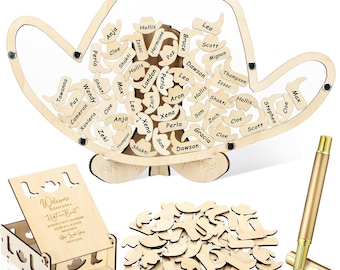 Cowboy Hat Baby Shower Guest Book Alternatives Set, Baby Shower Decorations with Photo Frame, Wood Slices Guest Book Sonogram Frame Keepsake