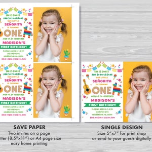 Fiesta First Birthday Invitation Let's Fiesta 1st Birthday Invitation Cactus Mexican Fiesta Uno Birthday Invite Editable Instant Download M2 image 5