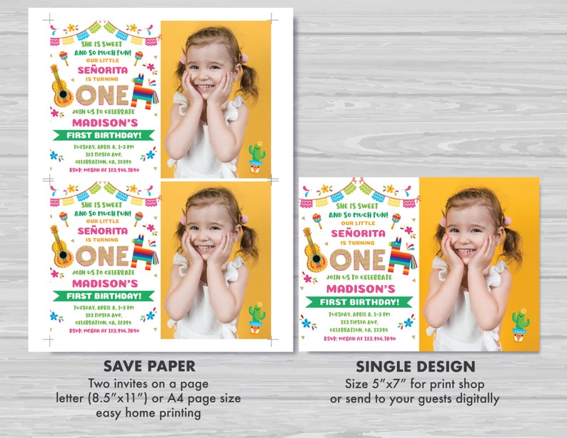 Fiesta First Birthday Invitation Let's Fiesta 1st Birthday Invitation Cactus Mexican Fiesta Uno Birthday Invite Editable Instant Download M2 image 5