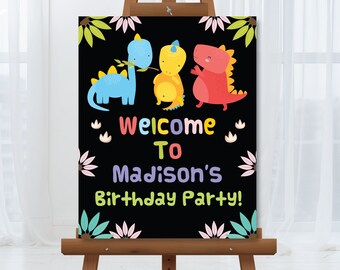 EDITABLE Dinosaur Welcome Sign Printable Dino-mite Welcome Sign Girl's Dinosaur Birthday Decorations Dino Party Editable Instant Download D2