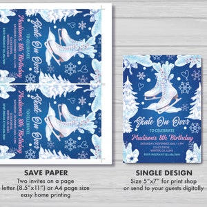 Ice Skating Birthday Invitation Ice Skating Invite Girl's Winter Skate Party Invitation Ice Skating Party Decorations Instant Download, IS1 image 4