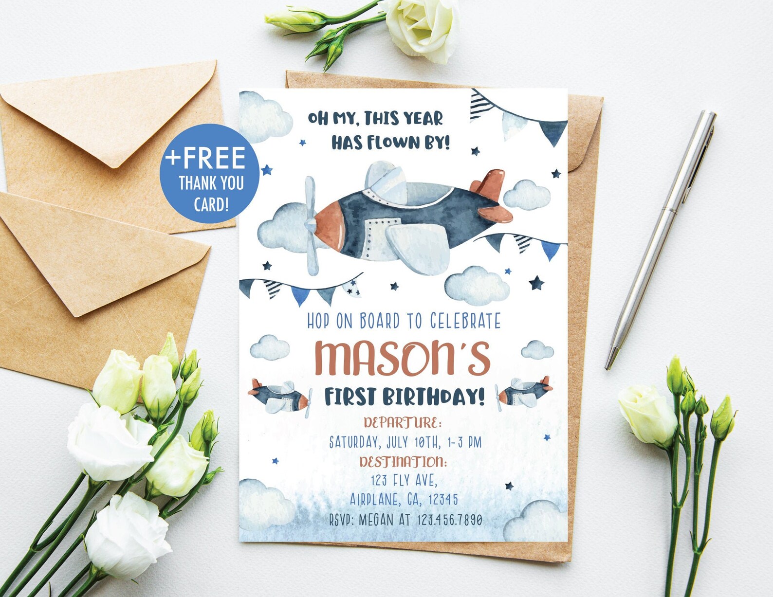 Airplane Birthday Invitation This Year Has Flown by Birthday | Etsy