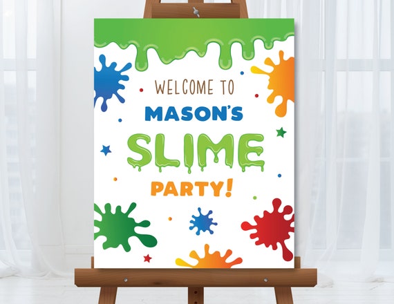 Slime Birthday Welcome Sign Boy's Slime Birthday Welcome Sign Slime  Birthday Party Decorations Editable Instant Download SL1 