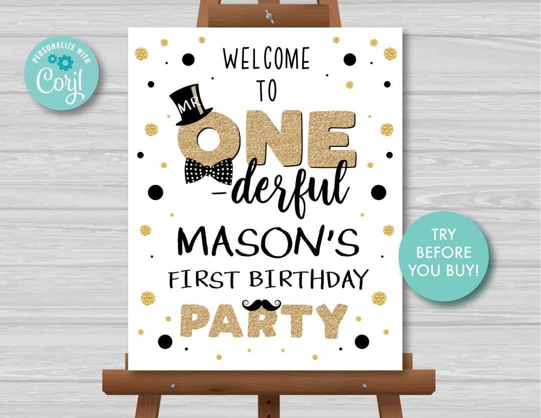 Mr Onederful Welcome Sign Mr Onederful Party Decorations Little Man ...