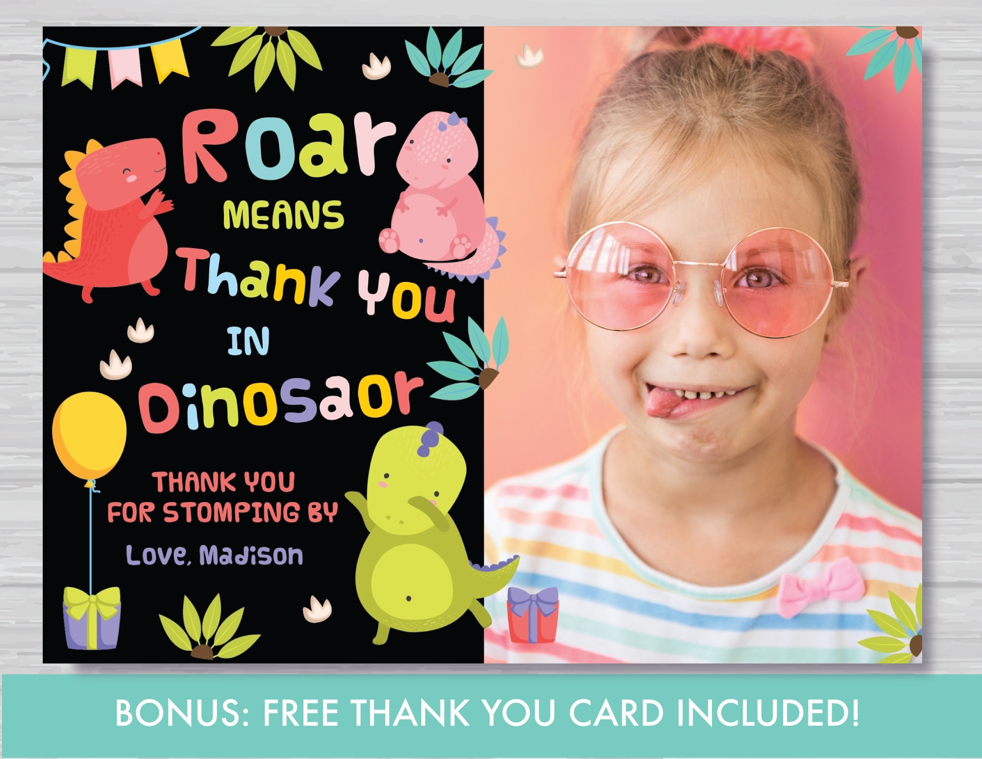 Dinosaur Birthday Invitation Girl Pink Dinosaur 4th Birthday Etsy