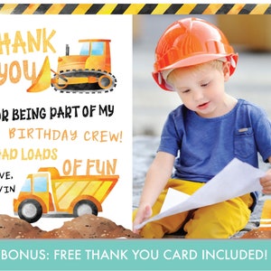 Construction First Birthday Invitation With Photo Construction 1st Birthday Invite Dump Truck Construction Party Instant Download, DT1 image 4