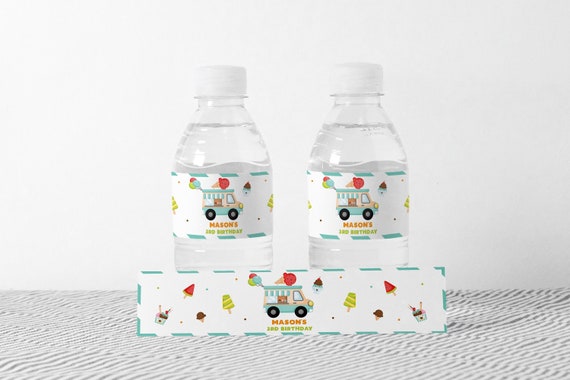 EDITABLE Ice Cream Truck Water Bottle Label Boy's Ice Cream Truck Birthday Water Bottle Label Ice Cream Party Instant Download IT1 Il_570xn