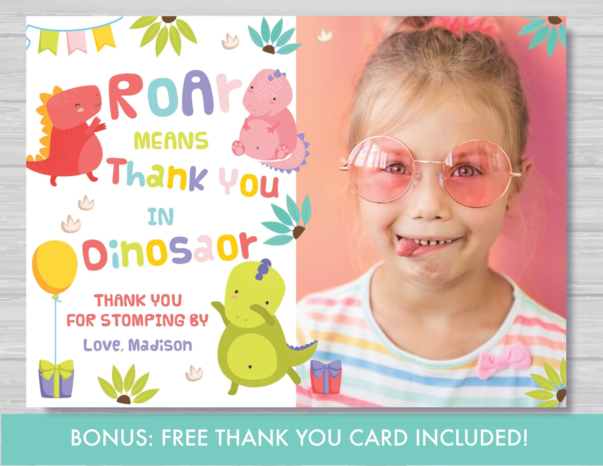 Dinosaur Birthday Invitation Girl Pink Dinosaur 4th Birthday Etsy