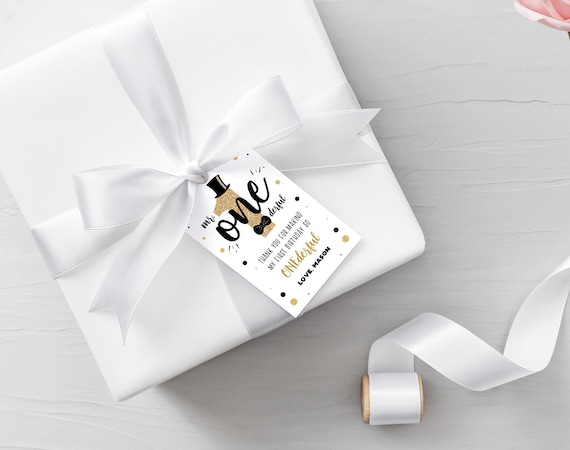 Mr ONEderful Thank You Tags Mr Onederful Favor Tags Black and Gold Bow Tie Boy First Birthday Tags Printable Instant Download MR1 Il_570xn