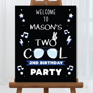 Two Cool Birthday Welcome Sign Boys 2nd Birthday Welcome Sign Two Cool ...
