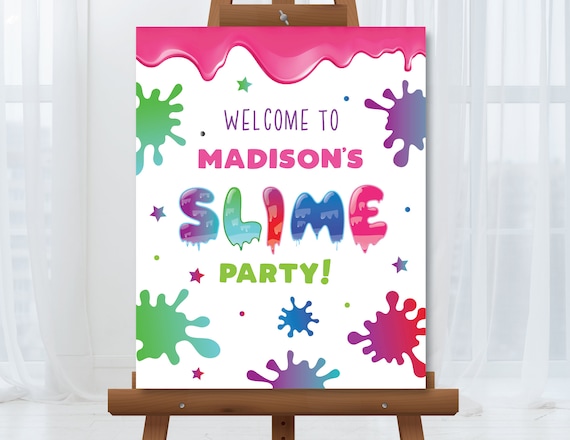 Slime Birthday Welcome Sign Girl's Slime Birthday Welcome Sign Slime  Birthday Party Decorations Editable Instant Download SL1 