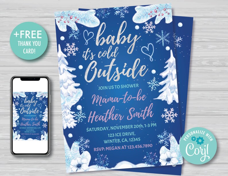 Baby It's Cold Outside Baby Shower Invitation Winter Etsy