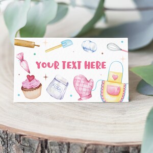 Bakken verjaardag tent kaart voedsel label cupcake versieren verjaardagsdecoratie keuken verjaardagsfeestje Instant Download bewerkbare CD1
