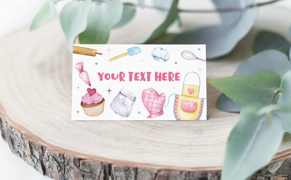Baking Birthday Tent Card Food Label Cupcake Decorating Birthday Decorations Kitchen Birthday Party Instant Download Editable CD1 Il_570xn