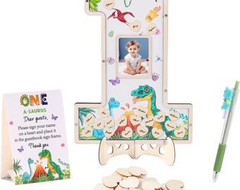 One-a-Saurus Dinosaur 1st Birthday Guestbook Sign, Dinosaur Birthday Keepsake, First Birthday Party Decor, Dino Baby Birthday Guestbook