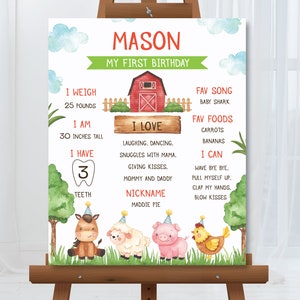 Farm Birthday Milestone Birthday Board Boy Birthday Poster Barnyard Birthday Chalkboard sign Farm Poster Editable Instant Download F2 image 1