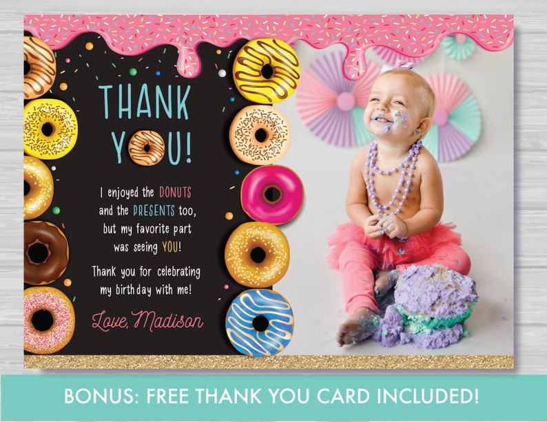 Donut 2nd Birthday Invitation with Photo TWO Sweet Donut Birthday Invitation Girl's Second Birthday Invitation Editable Instant Download DG1 image 4