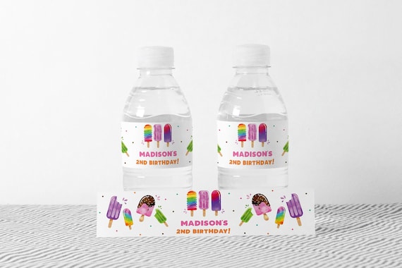 EDITABLE Popsicle Water Bottle Label Printable Girl's Popsicle Birthday Water Bottle Label Summer Party Decorations Instant Download PO1 Il_570xn