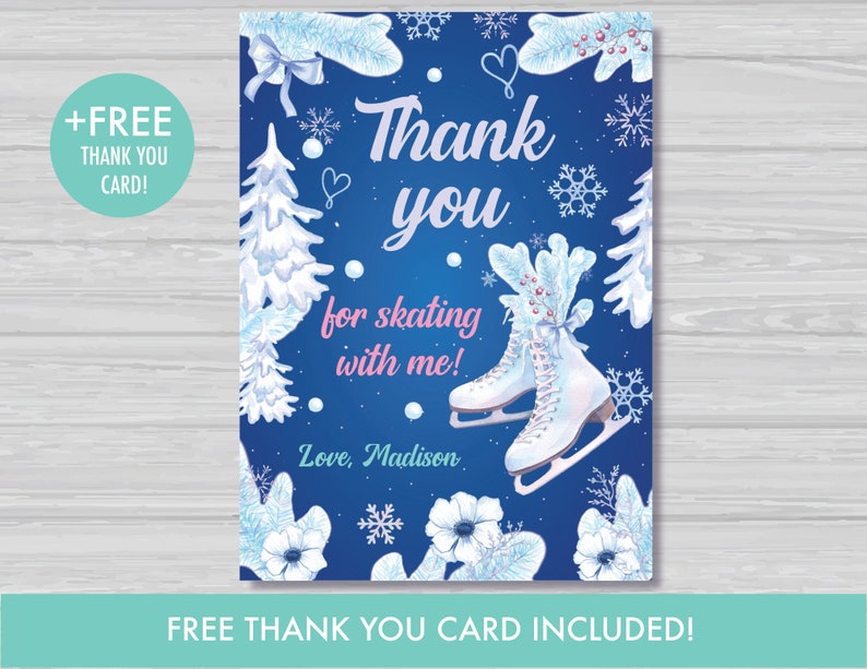 Ice Skating Birthday Invitation Ice Skating Invite Girl's Winter Skate Party Invitation Ice Skating Party Decorations Instant Download, IS1 image 3