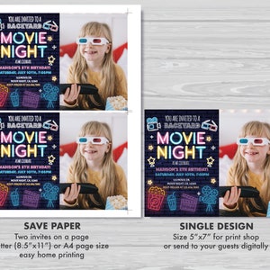 Movie Night Birthday Invitation Backyard Movie Night Party Invitation Slumber Party Movie Under The Stars Editable Instant Download MN1 image 4