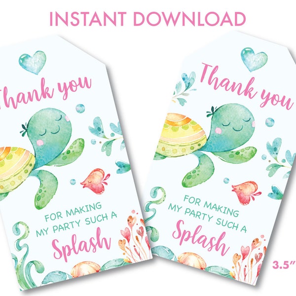 Under the Sea Favor Tags, Under the Sea Birthday, Under the Sea Party Decorations, Under the Sea Thank You Tags, Instant Download, U1