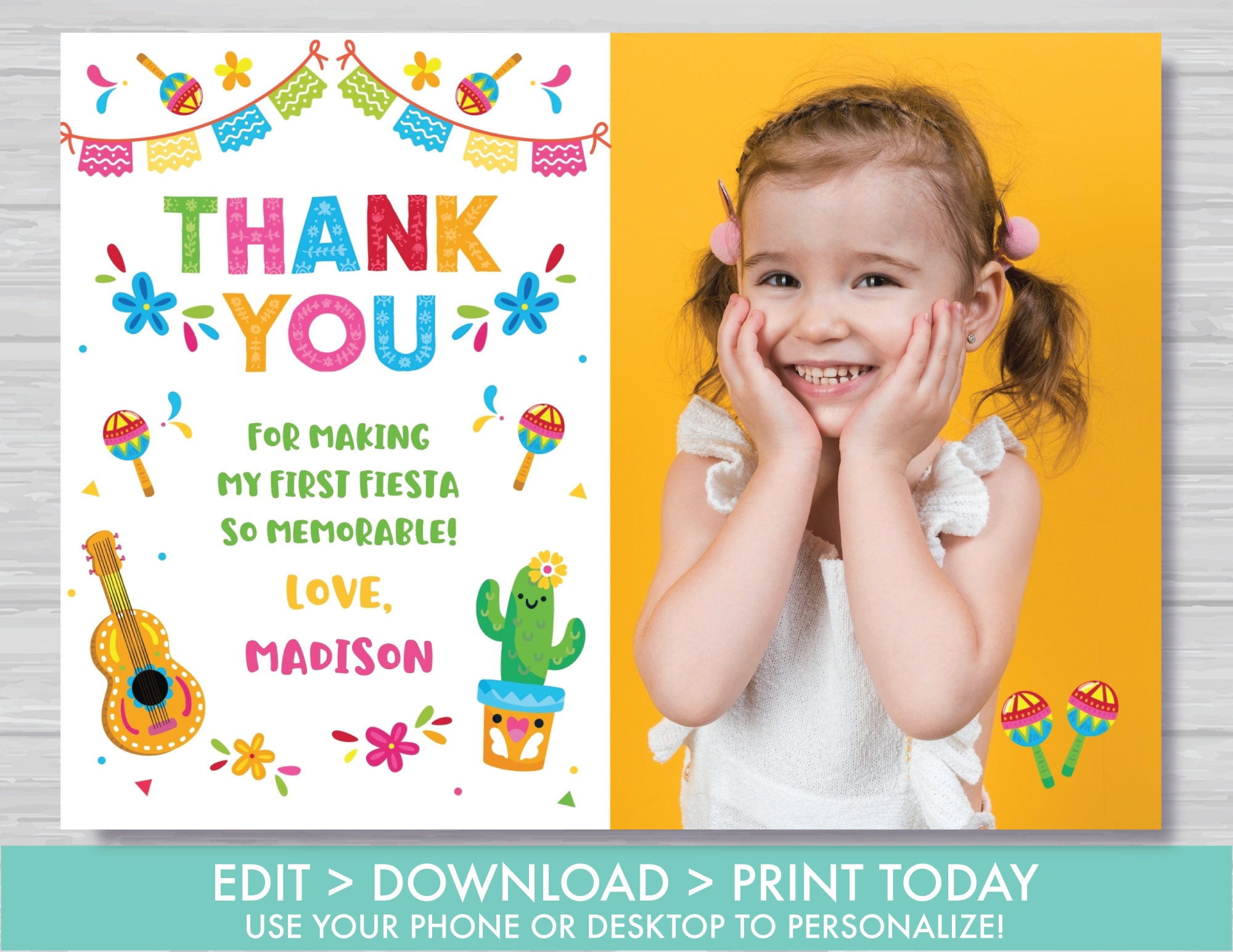 Fiesta Thank You Card Cactus Mexican Fiesta Thank You Card | Etsy