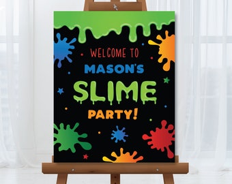 Slime Birthday Welcome Sign Boy's Slime Birthday Welcome Sign Slime Birthday Party Decorations Editable Instant Download SL1