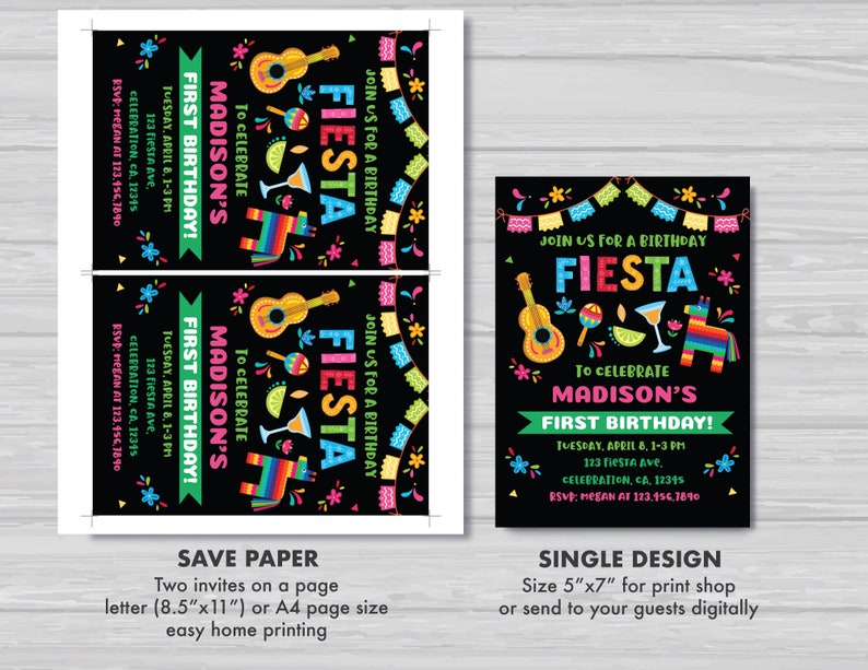 Fiesta Birthday Invitation Cactus Mexican Fiesta Invitation Let's Fiesta Birthday Invite Girl's Fiesta Birthday Editable Instant Download M2 image 4