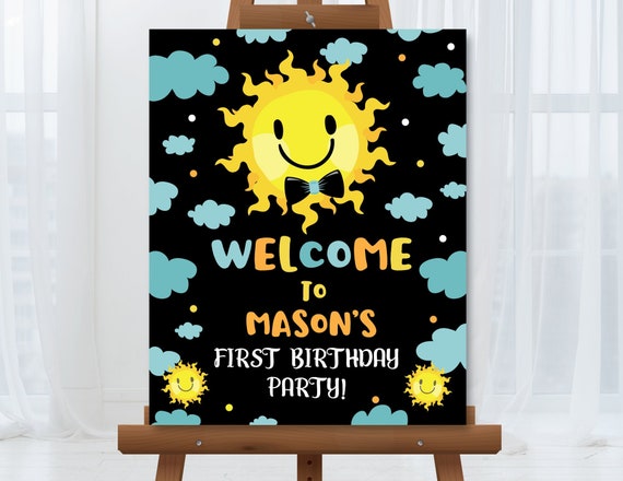 Editable Sunshine Welcome Sign Little Sunshine Party Decorations Boys First Birthday Sign 1st Birthday Welcome Sign Instant Download LS2 Il_570xn