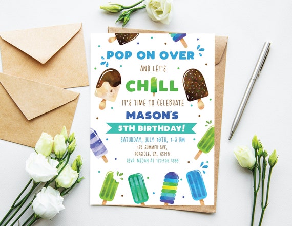 Popsicle Birthday Invitation Boys Popsicle Birthday Party Invitation Summer Party Invite Swim Party Invitation Editable Instant Download PO1 Il_570xn