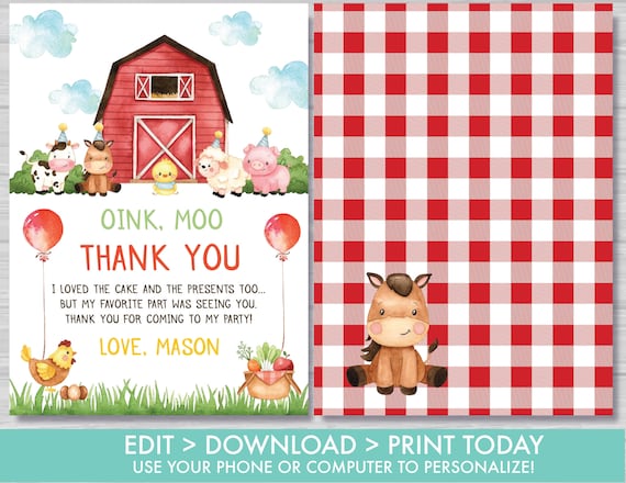 Cow Thank You Tags  Farm Birthday Party Printable - 11A – Print My Party