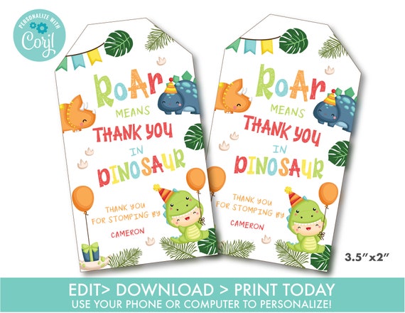 Gift Tag - Dinosaur Birthday Gift Tag - Dinosaur Birthday